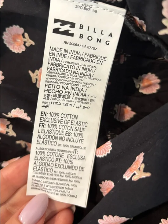 Billabong Black Dress with Pink Floral Motif - Picture 3 of 5